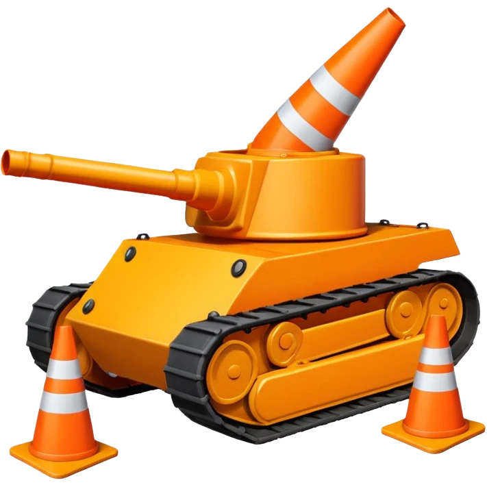 a tank crushing traffic cones under its treads, emoji style emoji