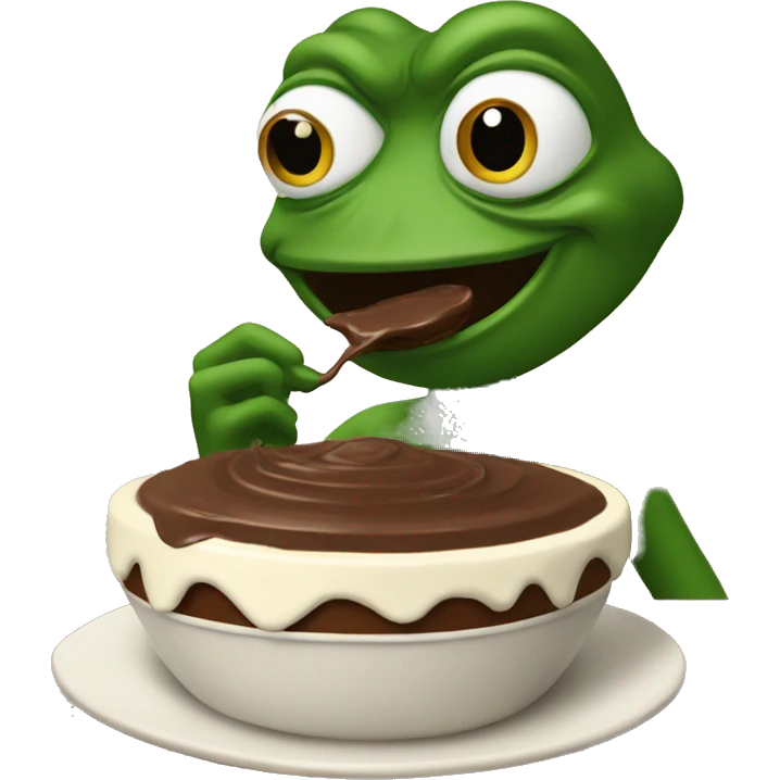 pepe eating chocolate pudding emoji