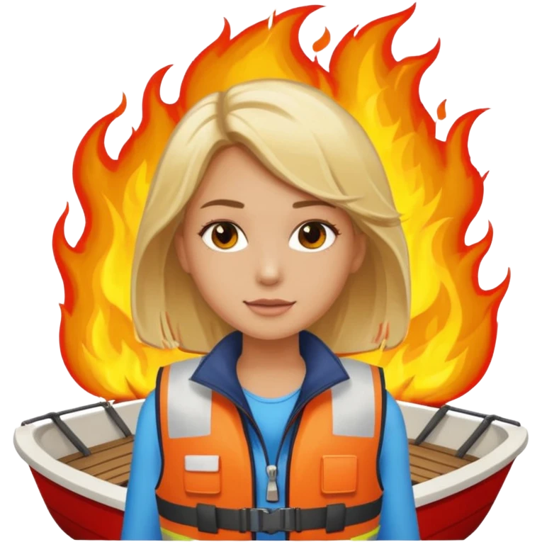 Blonde girl boat on fire emoji