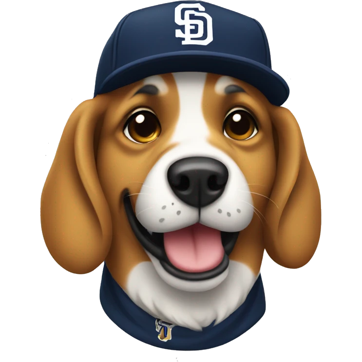Dog wearing padres hat emoji