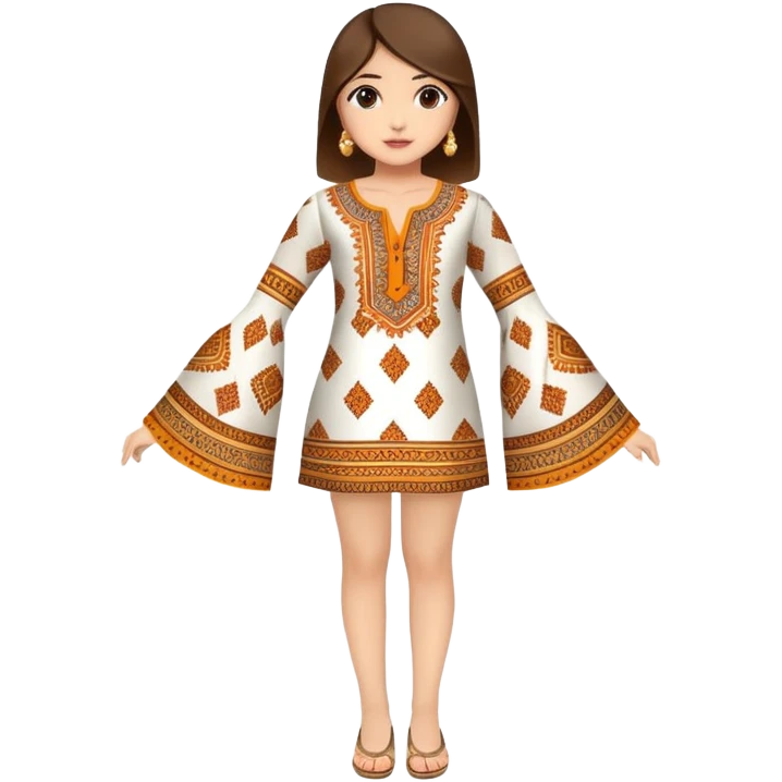 Short kurti with bell sleeves and ethnic patterns emoji