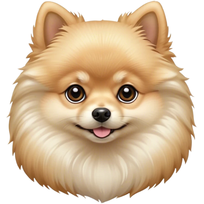 Cinematic Noble Cream Pomeranian Portrait Emoji, Poised and regal, with a compact, fluffy build and a pristine, well-groomed cream Fur, deep-set soulful dark eyes, Simplified yet sharp and sophisticated features, highly detailed, glowing with a soft, dignified glow, high shine, intelligent and spirited, stylized with an air of elegance, focused and attentive, soft glowing outline, capturing the essence of a watchful and confident companion, so majestic it feels as though it could prance out of the screen with effortless authority! emoji