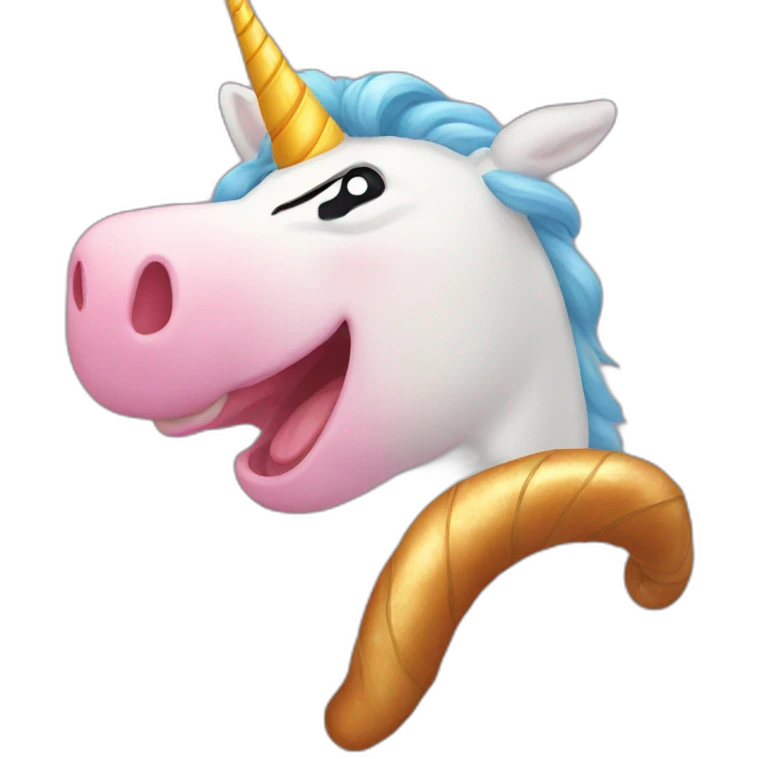 Kirby eating a unicorn horn emoji