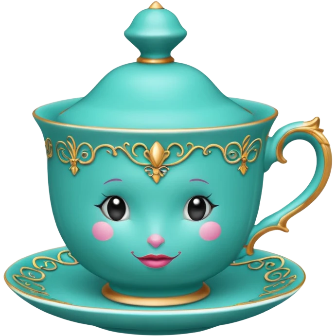 Madeleine Hatter inspired teal teacup emoji