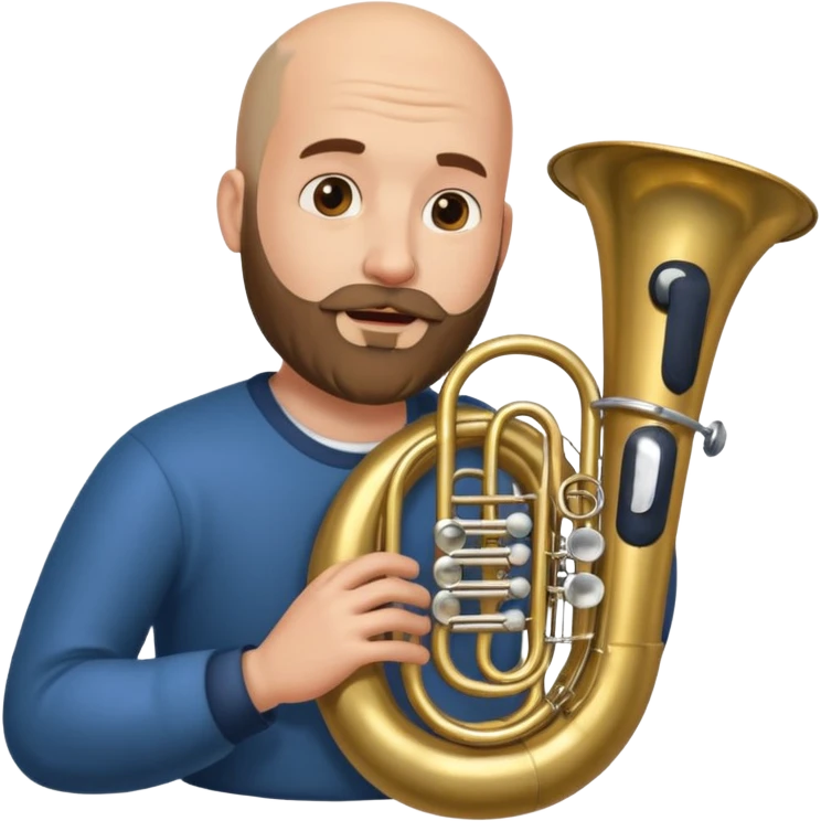 große Tuba, von gltzköpfigen bärtigem Mann gespielt emoji