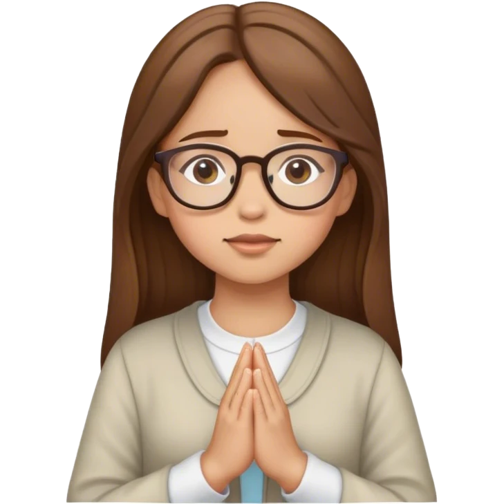 Chica rezando con gafas pelo moreno  emoji