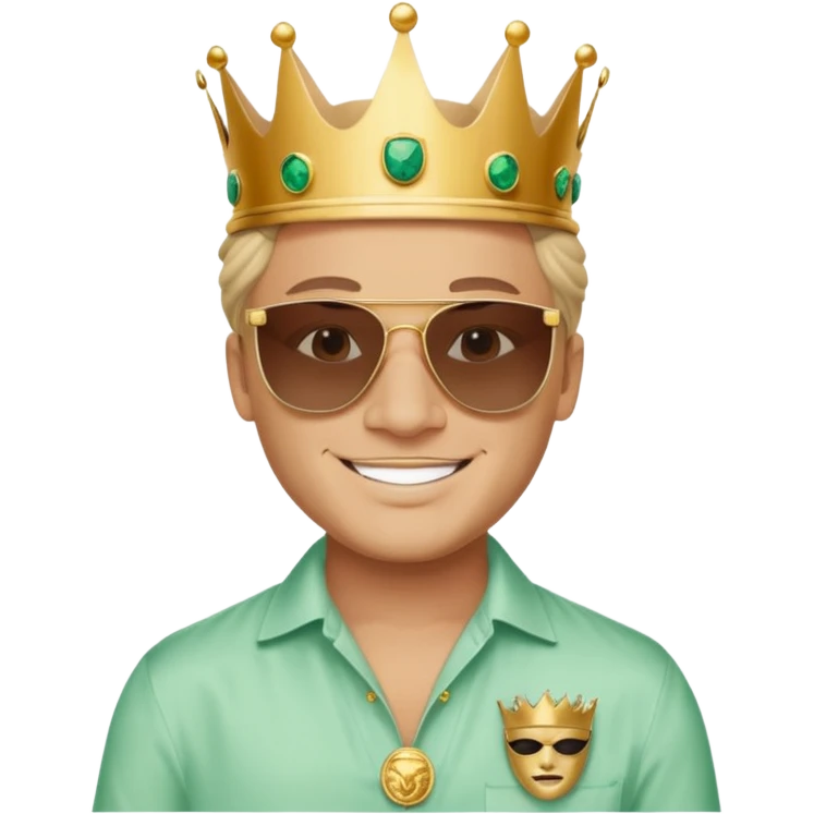 un principe con una corona de rolex con unos lentes Versace máscara y una camisa chemise Lacoste emoji