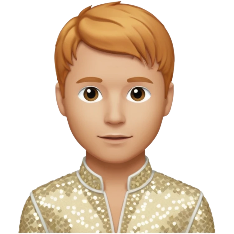 Brian Littrell from Backstreet Boys with reddish blonde hair, ivory sequin outfit emoji