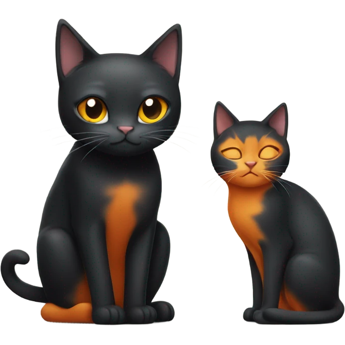 black cat and orange cat with their eyes closed emoji