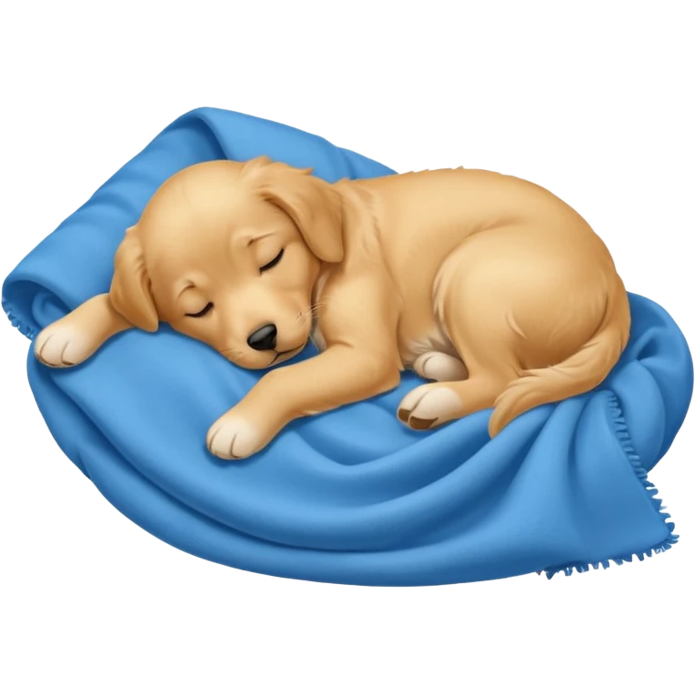 golden retriever puppy sleeping with a blanket emoji