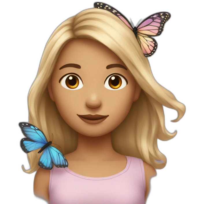 Fille avec un papillon dans les cheveux emoji