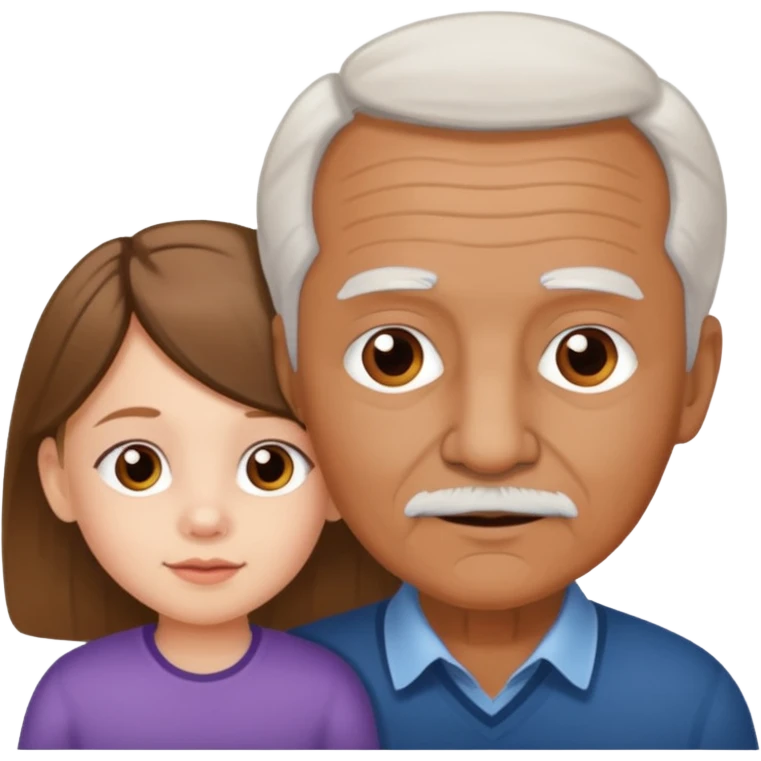 Abuelito blanco con su nieta pequeña morena emoji