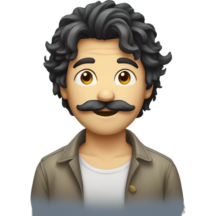 Long shaggy hair boy and moustache emoji