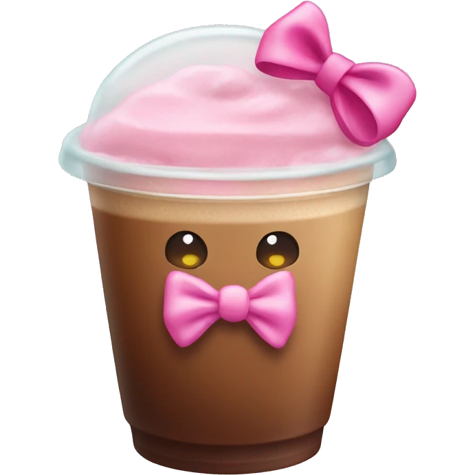 Iced coffe with a pink bow emoji