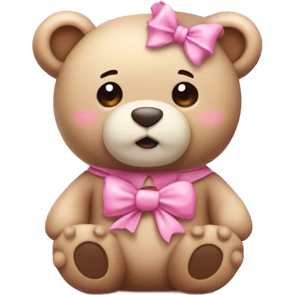 Cute tea daddy bear with pink bow  emoji