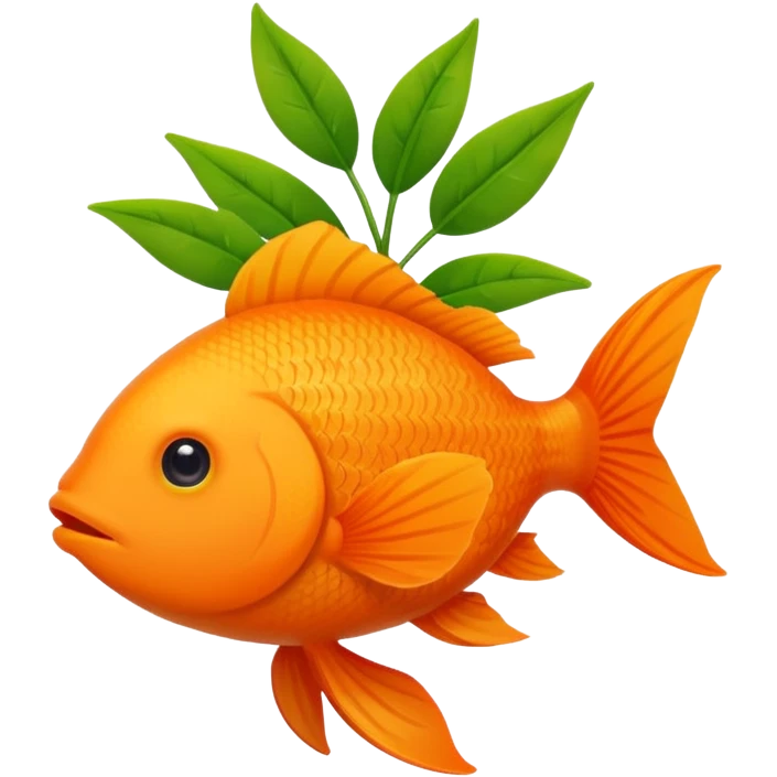 A fish holding a plant emoji