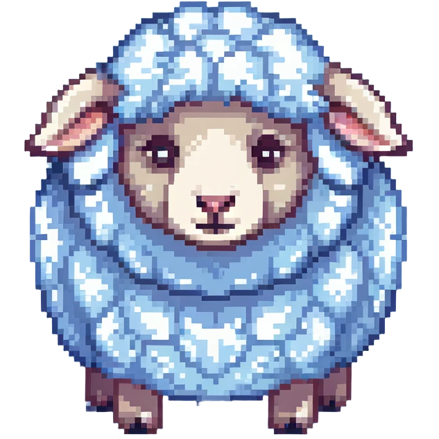 dreamy pastel blue sheep with fluffy wool and sleepy expression, like from a dream emoji