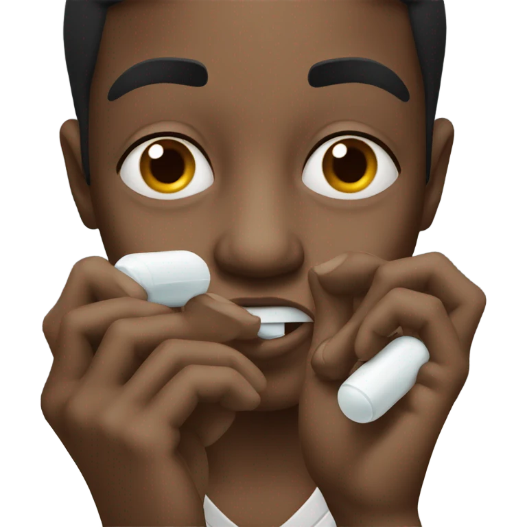 Black person eating a pill emoji