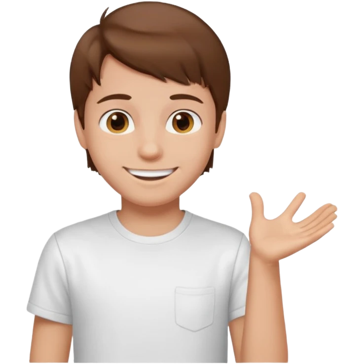 Boy with brown hair and white t-shirt emoji