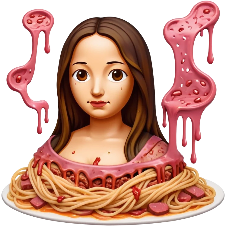  SPAM meat melted pink dripping sauce spaghetti monalisa portrait emoji