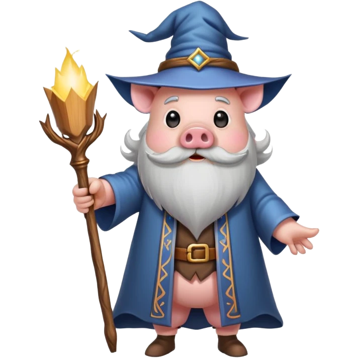 pig wizard holding a wand emoji