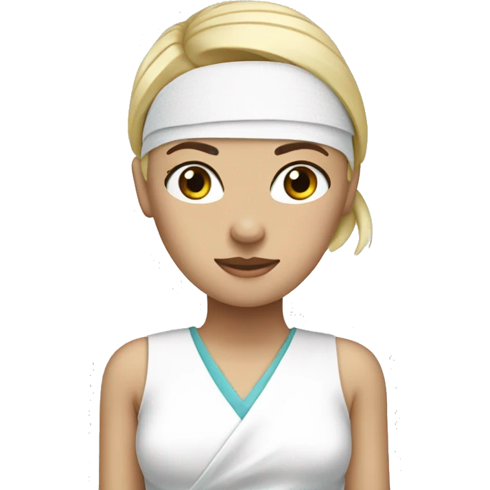 a blond-haired women with a white medical head bandage emoji