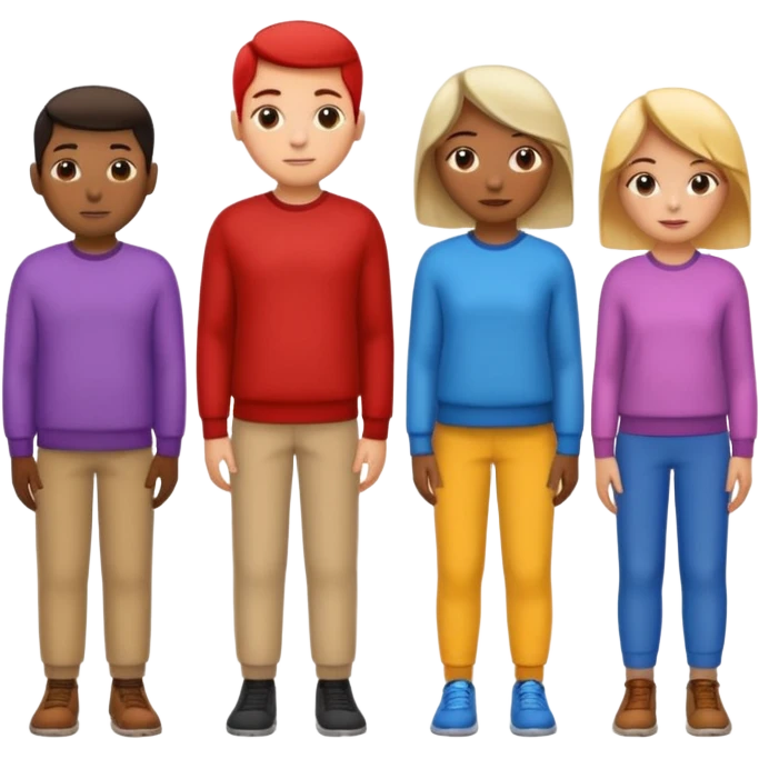 A row of five people standing one behind the other, all facing to the right emoji