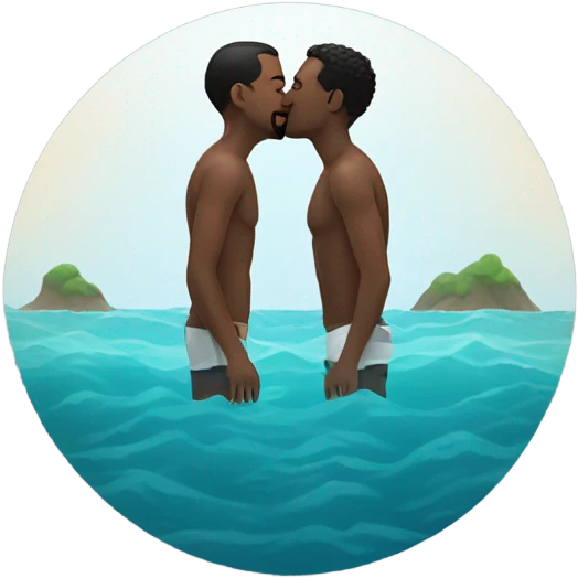 guy kissing guy in the ocean emoji