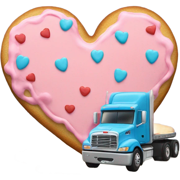 cookie heart with 18 wheeler emoji