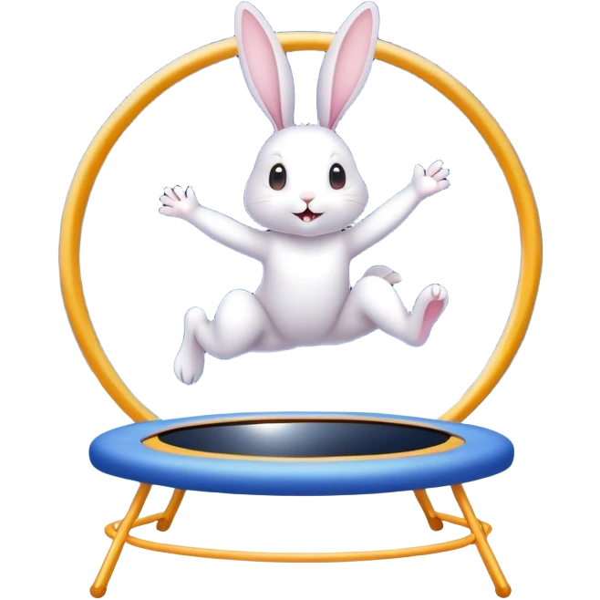 rabbit jumping on trampoline with faeries and starry sky and mirror emoji
