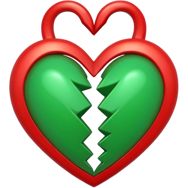 two hearts circling each other. one is red, the other is green emoji