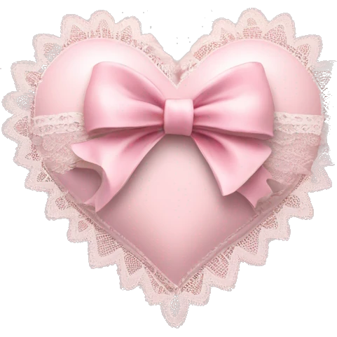 rococo Pastel pink heart with bow with lace and frills  emoji