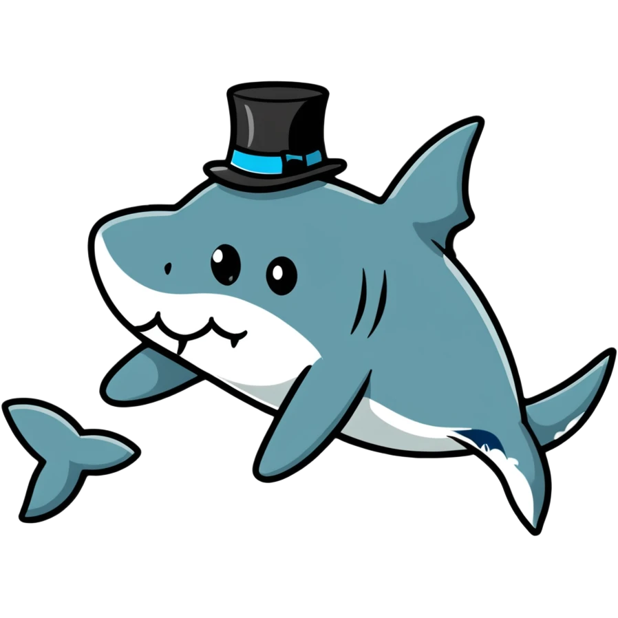 shark wearing a top hat emoji