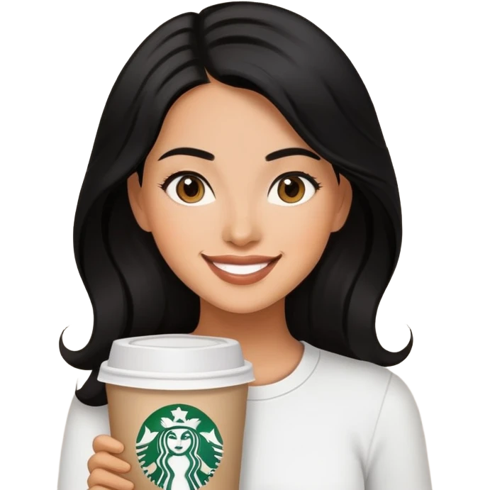 Girl Latina Starbucks hair black happy emoji