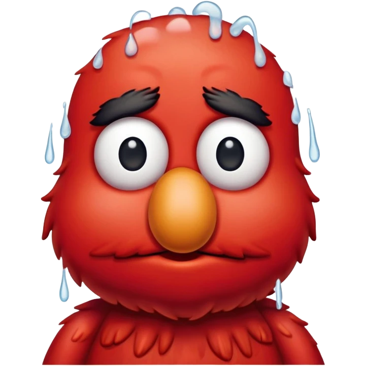A sad Elmo with tears in his eyes, looking down emoji