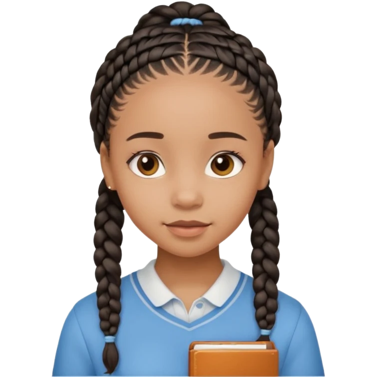 black cute young adult girl with classes and braids emoji