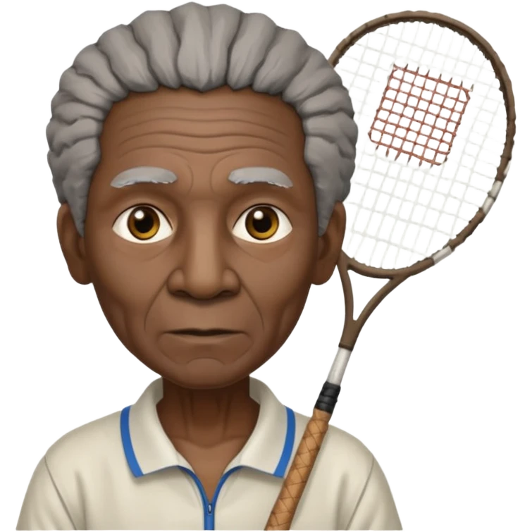 ancient tribal old black man with 1 badminton racket emoji