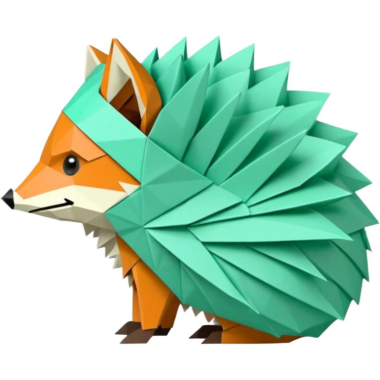 origami hedgehog half fox half hedgehog in color green mint rgb(168, 251, 211) the tail of fox A8FBD3 emoji