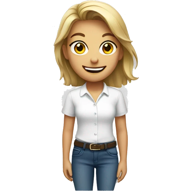 smiling girl in white shirt emoji