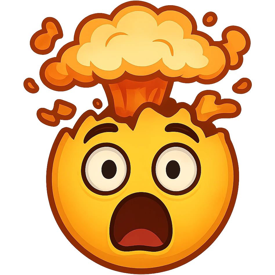 face with exploding head emoji, digital illustration emoji