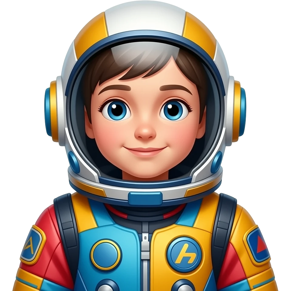 bright multi colour suit  Astronaut  kid bust size emoji