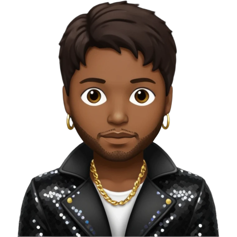 D'Angelo, Neo-Soul Singer (1974-2025) with dark brown hair black sequin outfit emoji