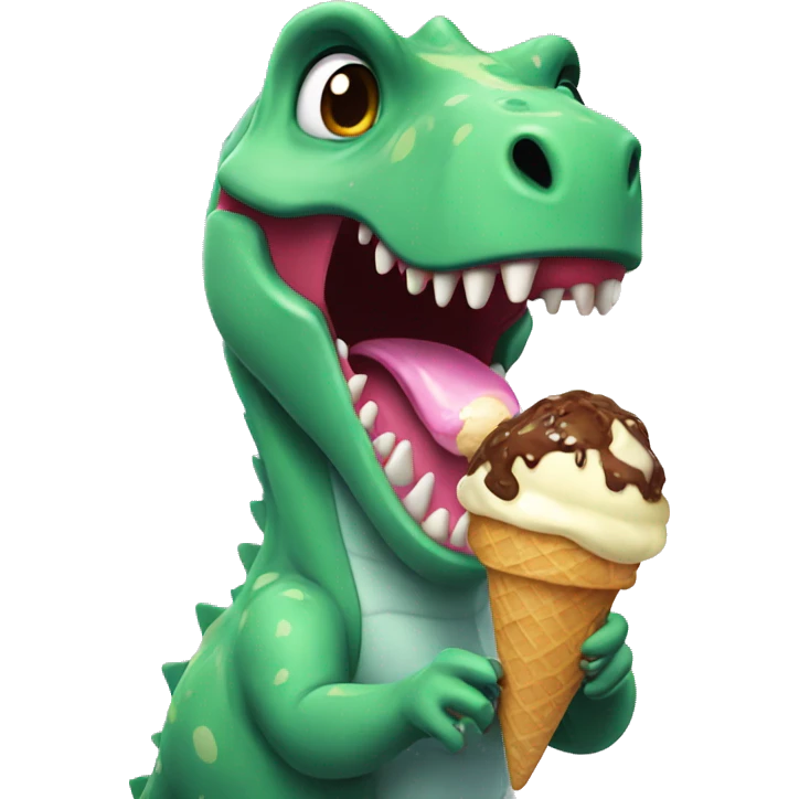 dinosaur eating ice cream emoji