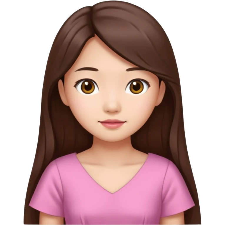 asian girl with long brown hair and fair skin wearing pink dress emoji