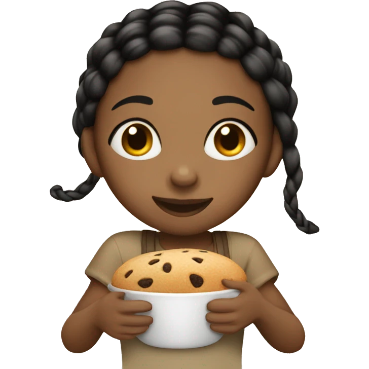 Girl that’s brown with black braids eating emoji