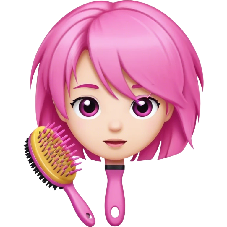 pink hair brush emoji