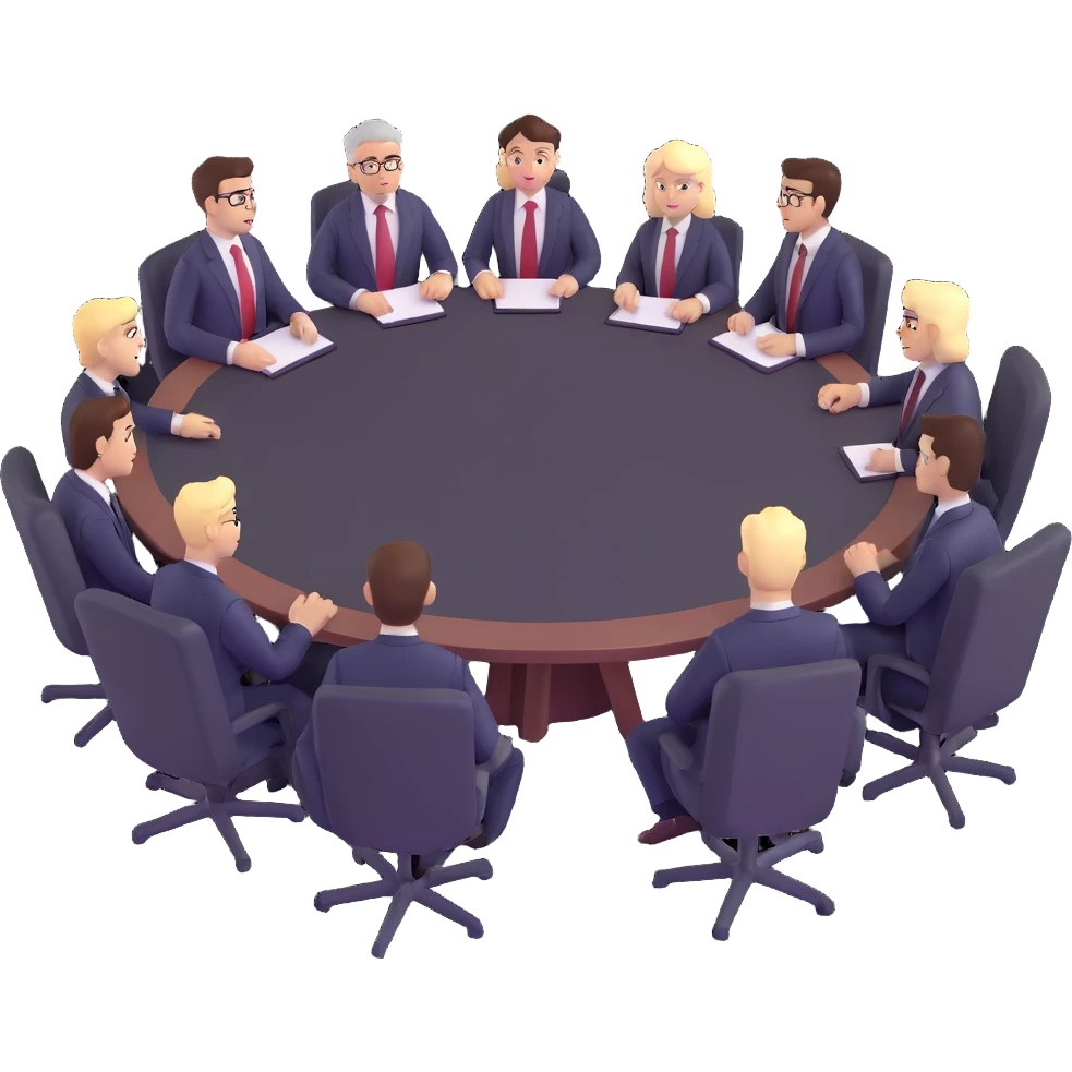 modern business conclave with people in suits at a round table emoji