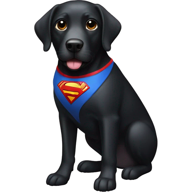 black lab wearing a superwoman mask emoji