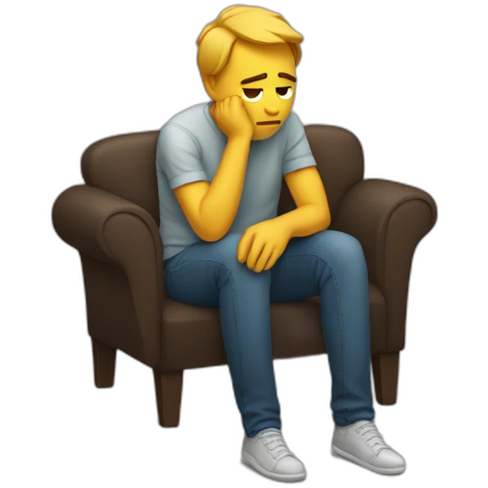 sad man sitting on a sofa emoji