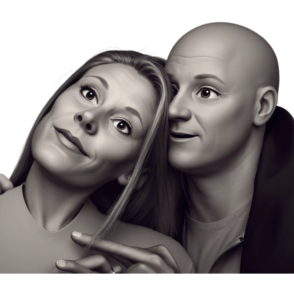 bald couple in monochrome emoji